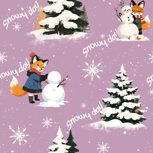 Snowmen and Trees (Design 7) - Christmas With Cooper Cotton Print Fabric - per half metre