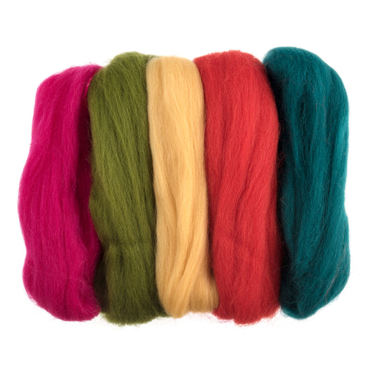 Assorted Brights - Natural Wool Roving 50g - Trimits