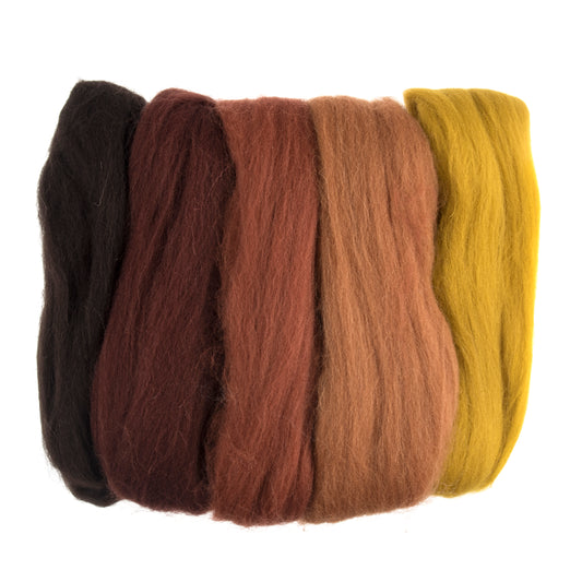 Assorted Autumn - Natural Wool Roving 50g - Trimits