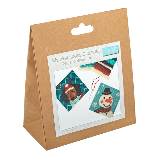 Christmas Dog and Snowman - My First Counted Cross Stitch Kit