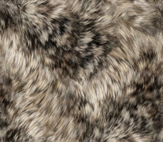 Grey Fur - Majestic Wolves Cotton Print Fabric (Not faux fur) - End of Bolt 90cm