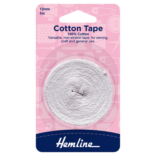 12mm White Tape (5 metres) - Hemline