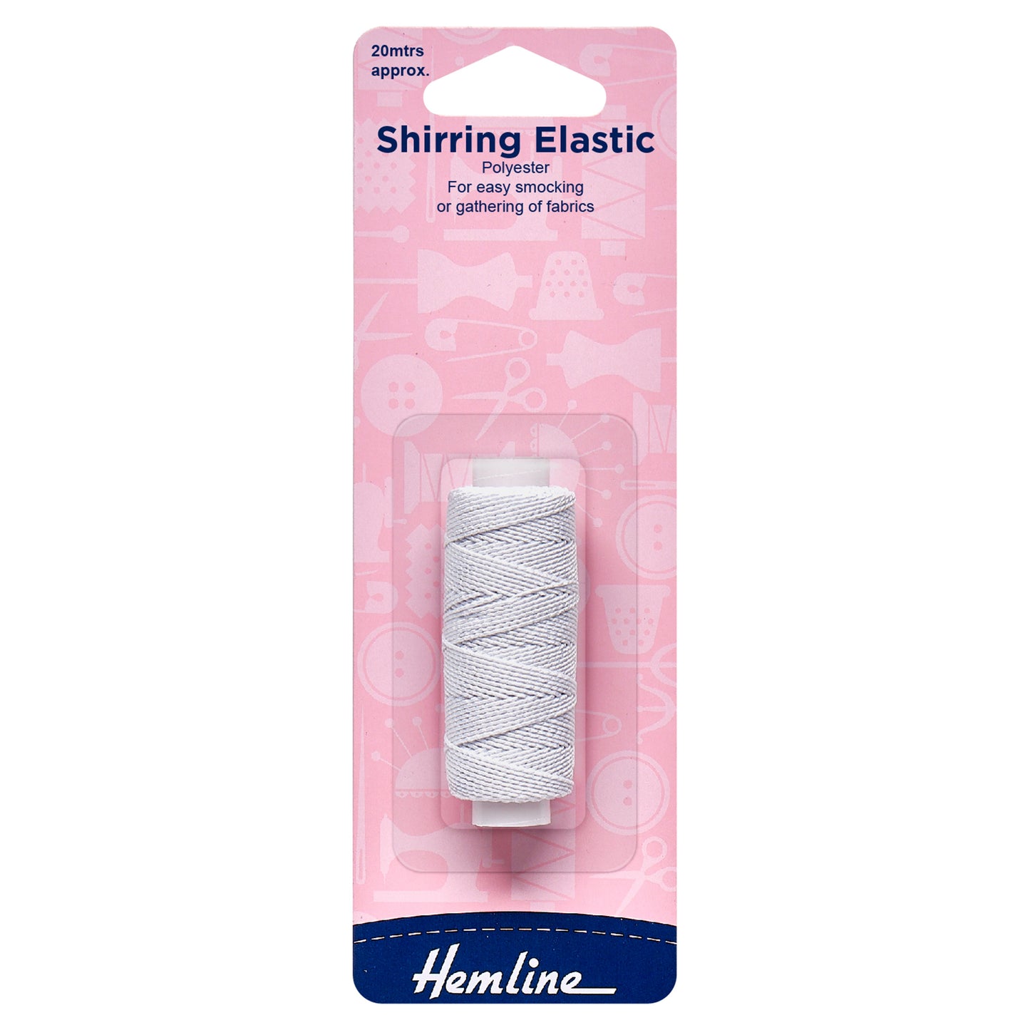 White Shirring Elastic 20m - Hemline