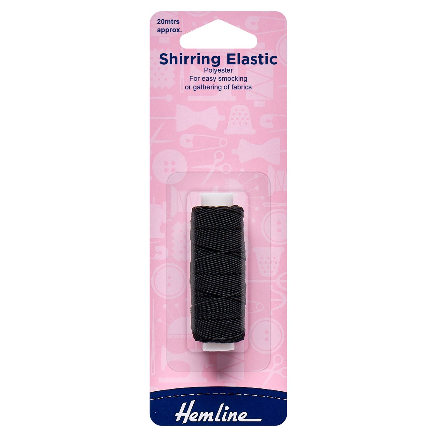 Black Shirring Elastic 20m - Hemline