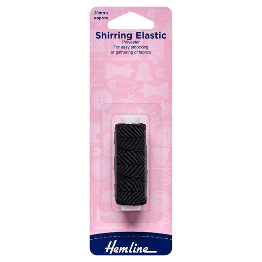 Black Shirring Elastic 20m - Hemline