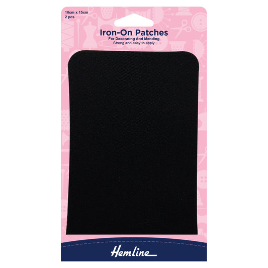 Black Iron-On Cotton Twill Patches - Hemline