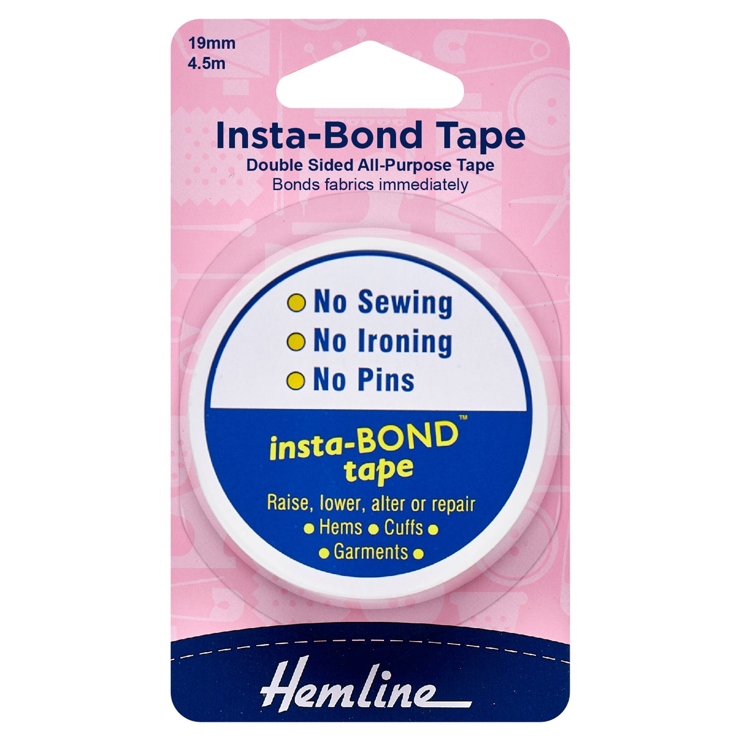 Insta-Bond Tape (Double Sided Tape): 4.5m x 19mm - Hemline