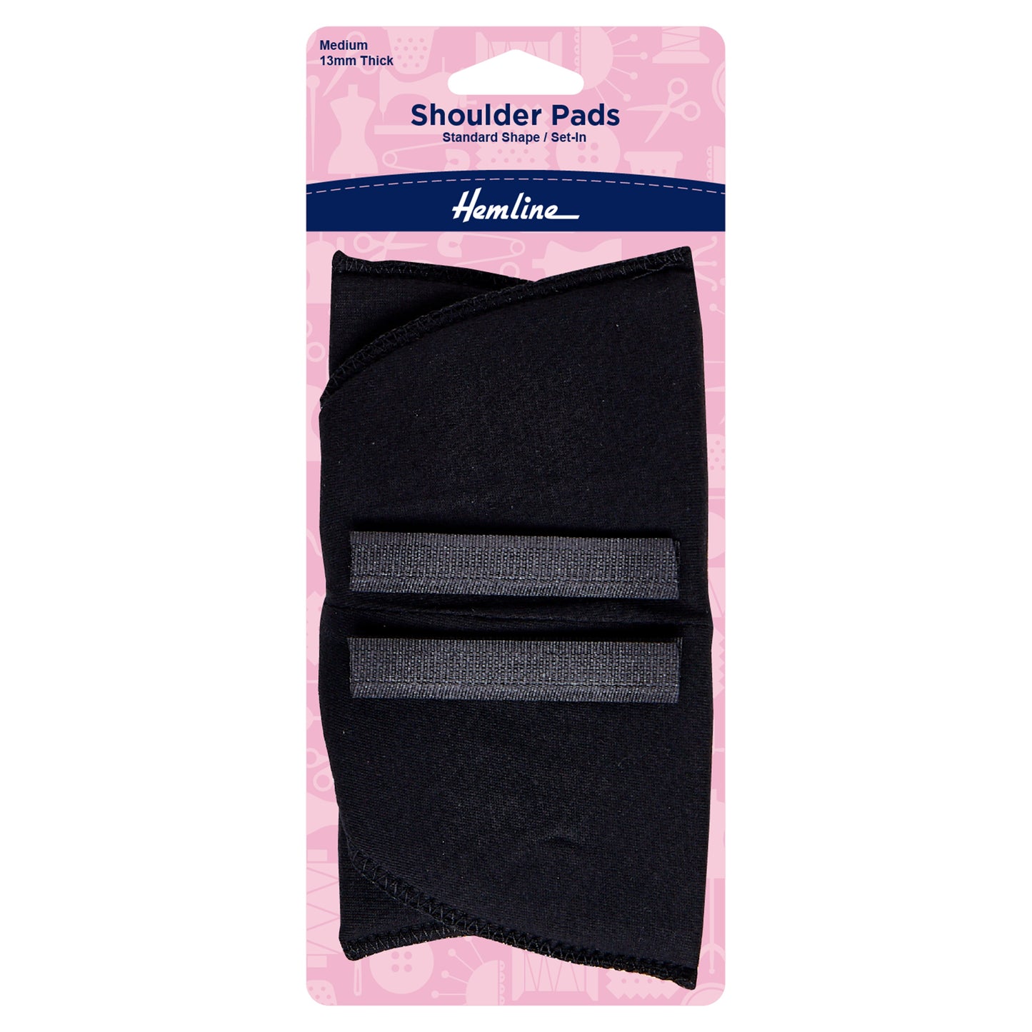 Shoulder Pads: Standard Set-In: Medium: Black - Hemline