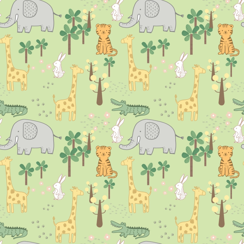 Animal on Green - Callie's Choice Cotton Print Fabric - per half metre