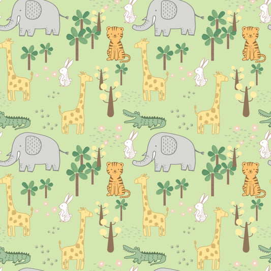 Animal on Green - Callie's Choice Cotton Print Fabric - per half metre