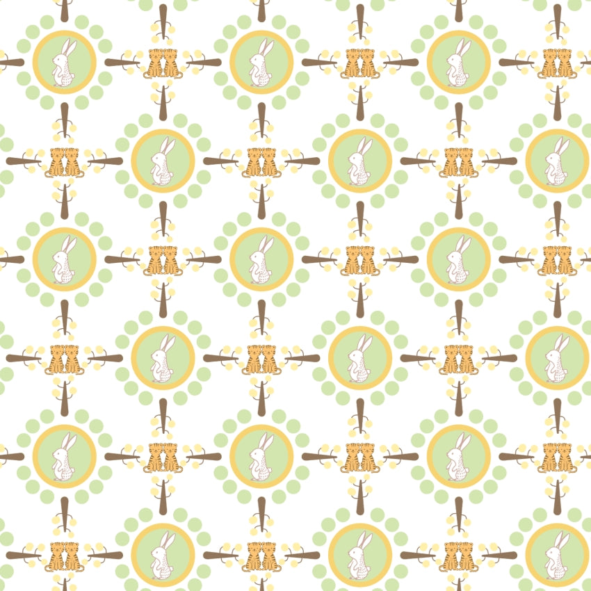 Tigers and Rabbits - Callie's Choice Cotton Print Fabric - per half metre