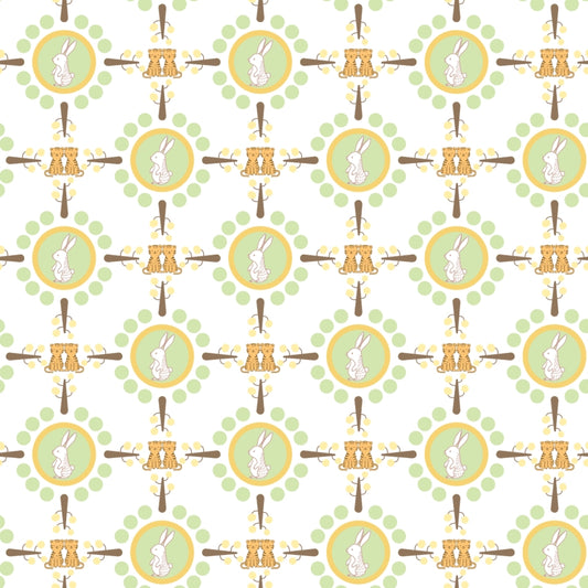 Tigers and Rabbits - Callie's Choice Cotton Print Fabric - per half metre