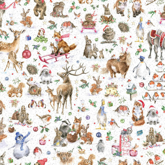 Managerie - One Snowy Day Cotton Print Fabric - End of Bolt 100cm
