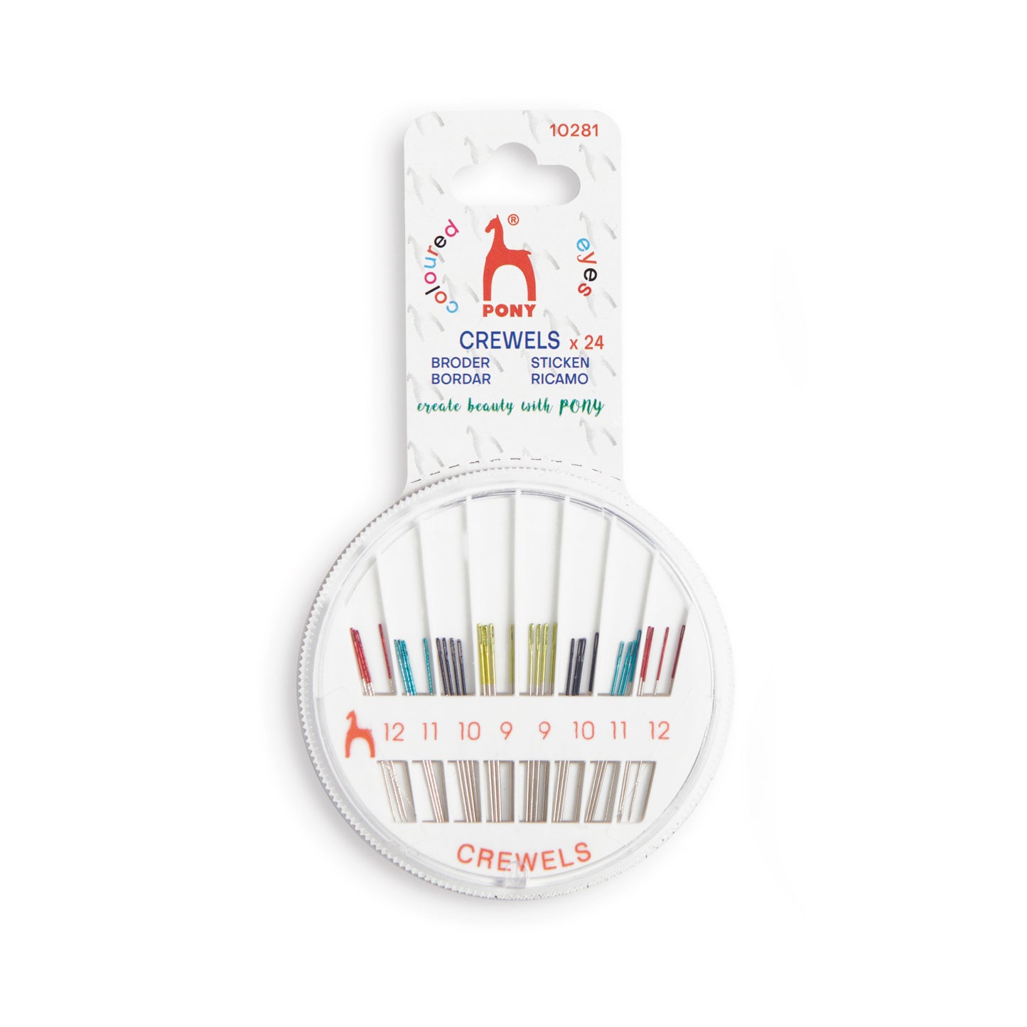 Coloured-Coded Eye Crewels Compact - Hand Sewing Needles