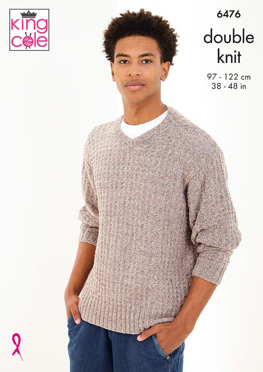 King Cole Pattern 6476 - Sweaters knitted in Simply Denim DK