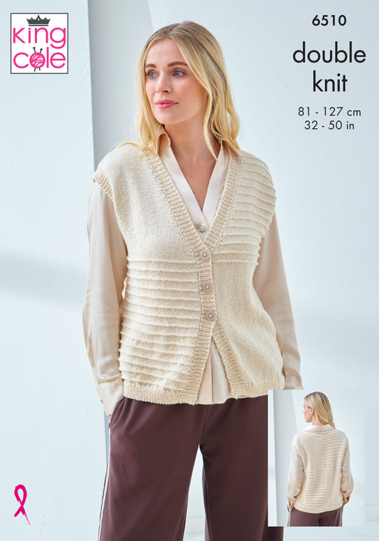 King Cole Pattern 6510 - Slipover & Waistcoat knitted in Simply Denim DK