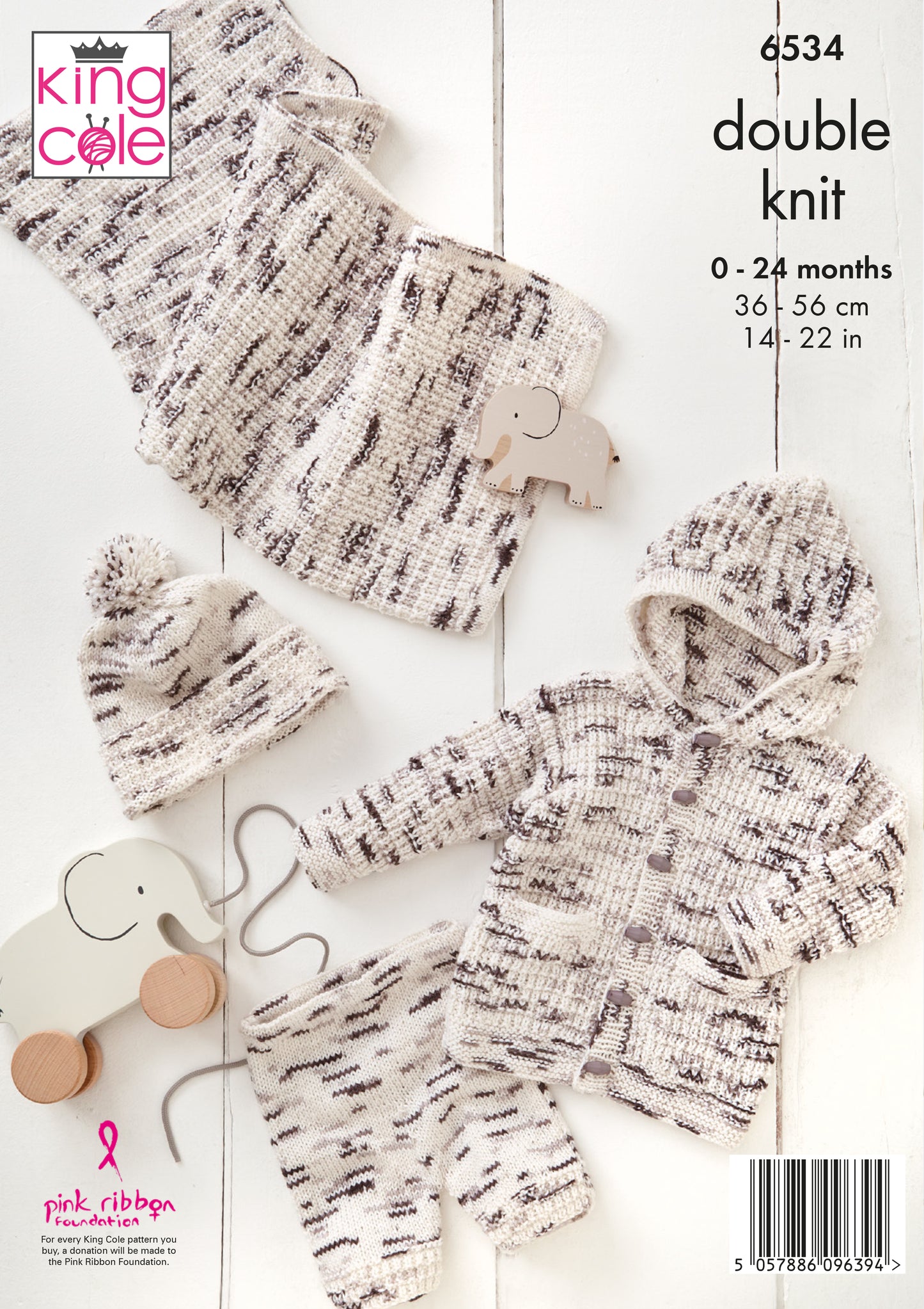 King Cole Pattern 6534 - Baby Set knitted in Dot Dot Dash DK