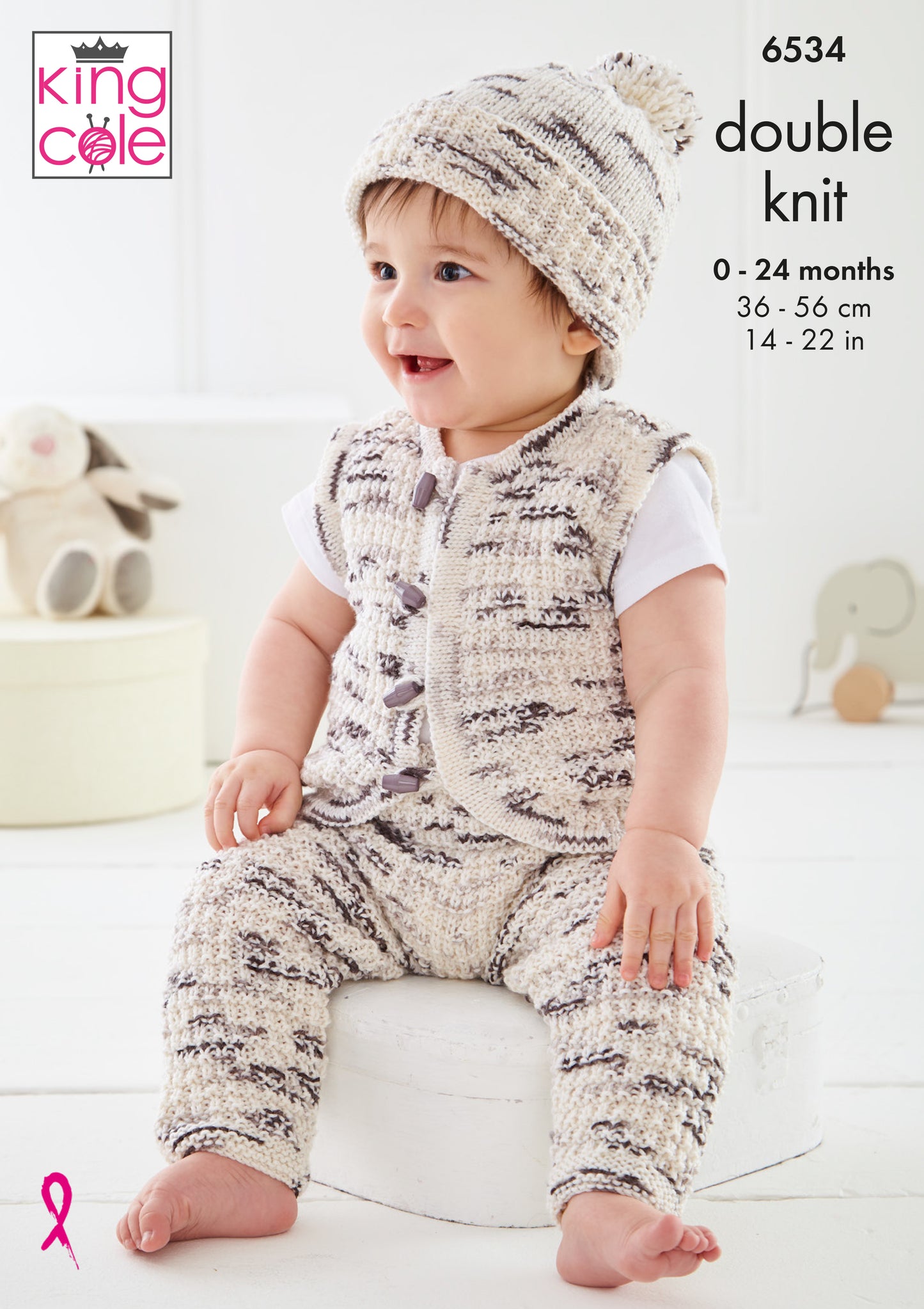 King Cole Pattern 6534 - Baby Set knitted in Dot Dot Dash DK
