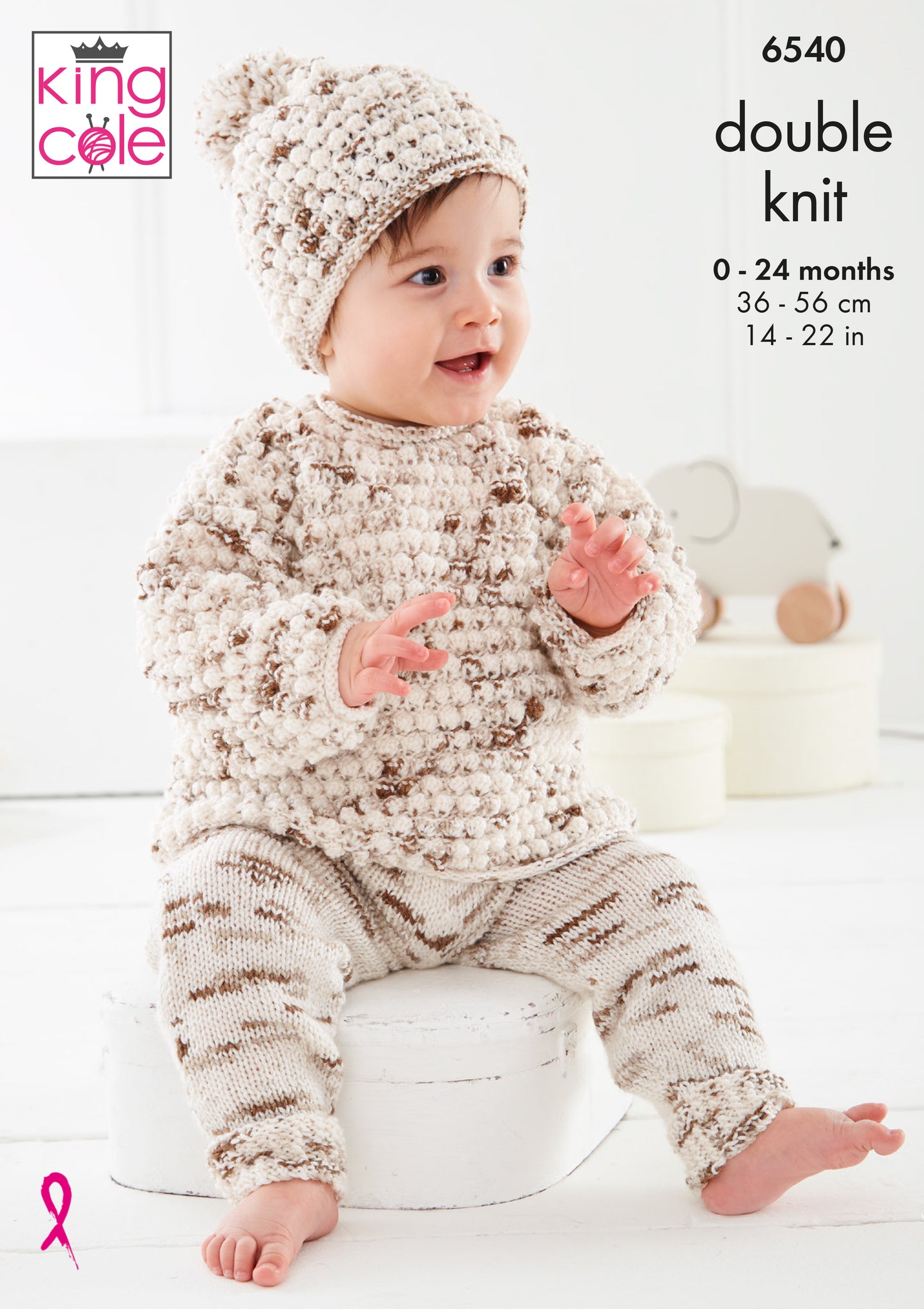 King Cole Pattern 6540 - Baby Set knitted in Dot Dot Dash DK