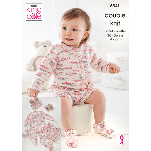 King Cole Pattern 6541 - Baby Set knitted in Dot Dot Dash DK