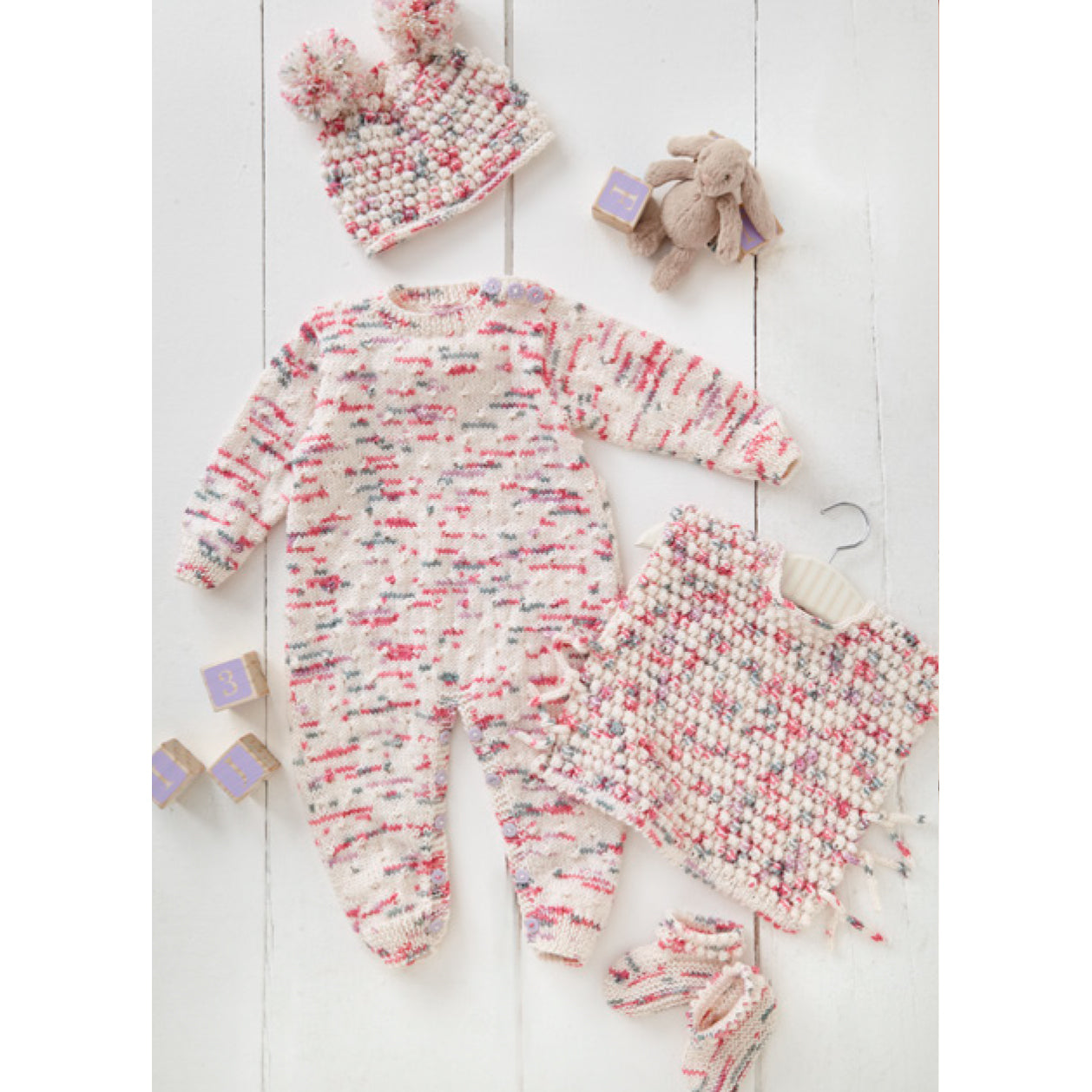 King Cole Pattern 6541 - Baby Set knitted in Dot Dot Dash DK