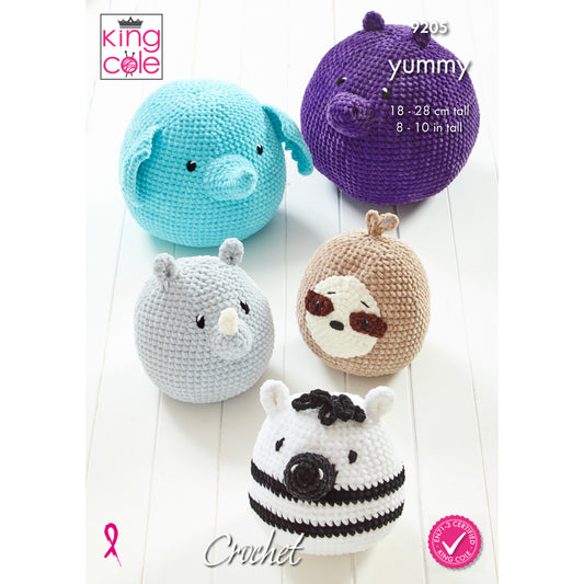 King Cole Pattern 9205 - Crochet Squishy African Wildlife