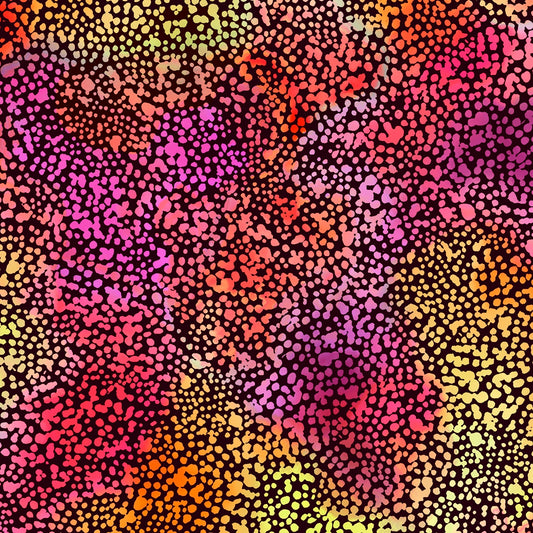 Rainbow Dots in Hot Tones - Color Burst Cotton Print Fabric - per half metre