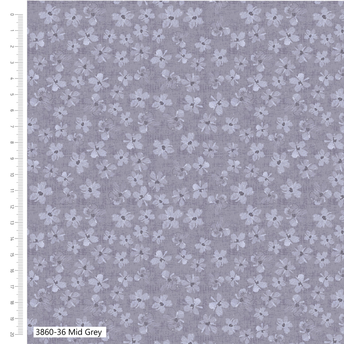 Mid Grey - Petal Palette Blender Cotton Print Fabric - per half metre