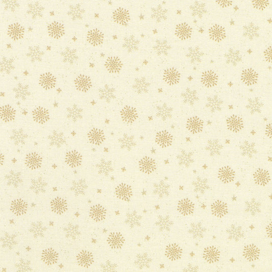 Snowflakes on Cream - Tiny Tidings Cotton Print Fabric - per half metre