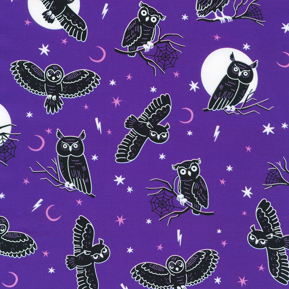 Owls - Lights Out Cotton Print Fabric - per half metre