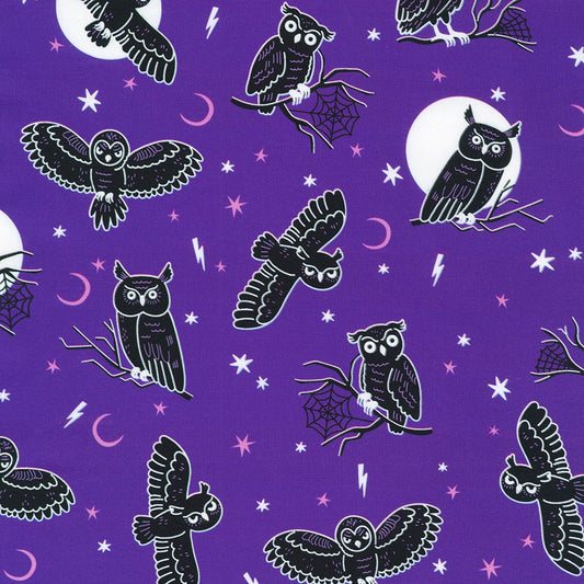 Owls - Lights Out Cotton Print Fabric - per half metre