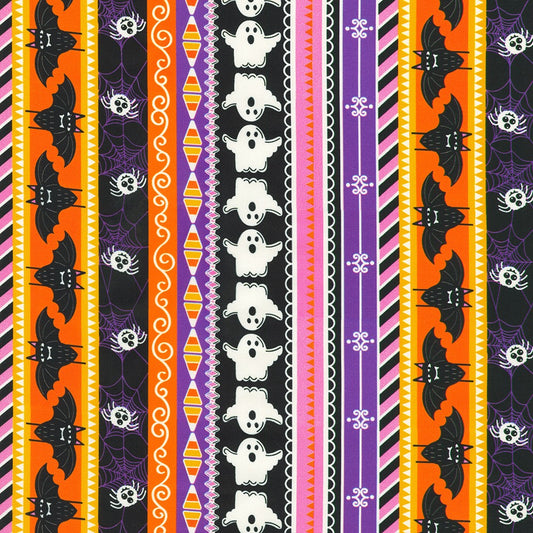 Halloween Stripe - Lights Out Cotton Print Fabric - per half metre