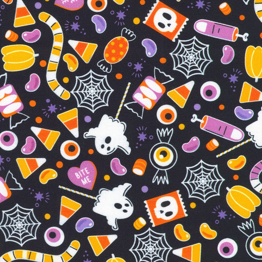 Halloween Candy Treats - Lights Out Cotton Print Fabric - per half metre