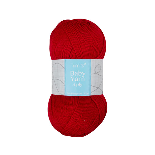 Red - Trimits Baby Yarn 4ply 100g