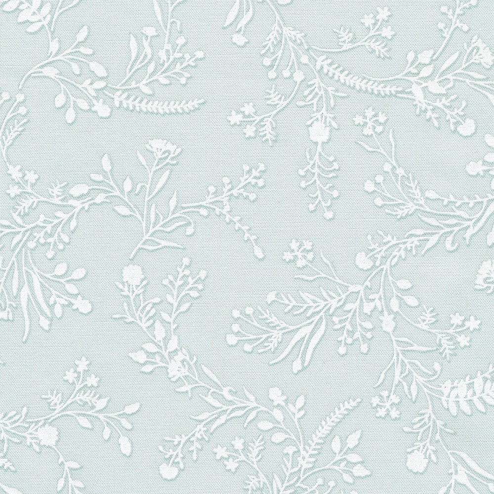 Leafy Vine Mist - Wishwell: Alabaster Hues Cotton Print Fabric - per half metre