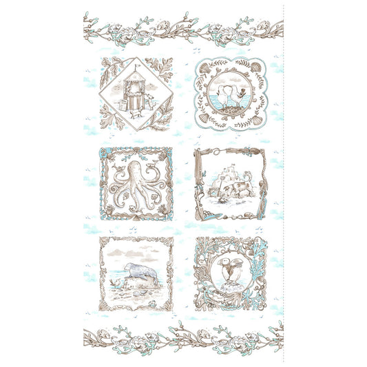 Sandy Toes Panel - Sandy Toes Cotton Print Fabric - per panel
