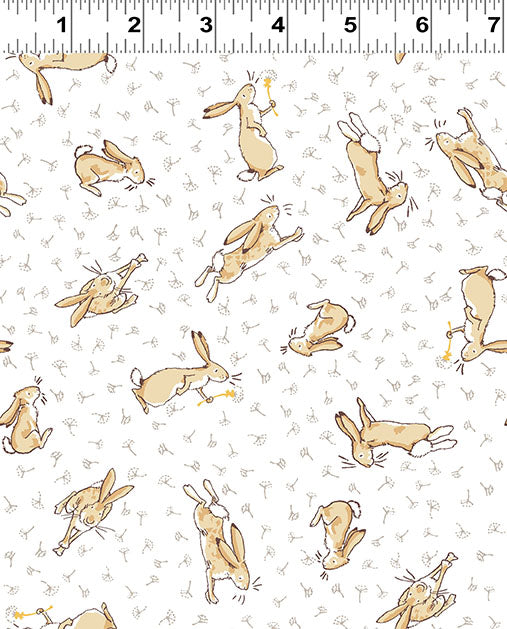 Tossed Bunnies - Guess How Much I Love You Cotton Print Fabric - per half metre