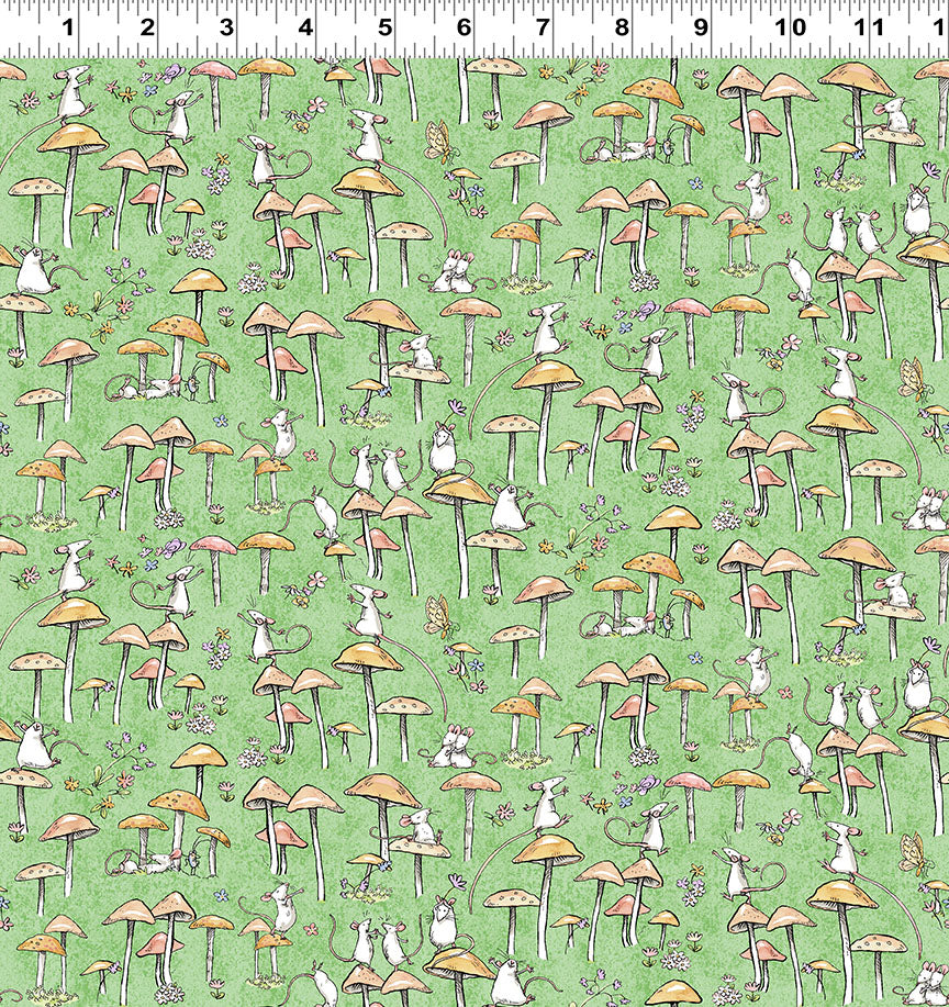 Mushroom Dance - Mouseplay Cotton Print Fabric - per half metre