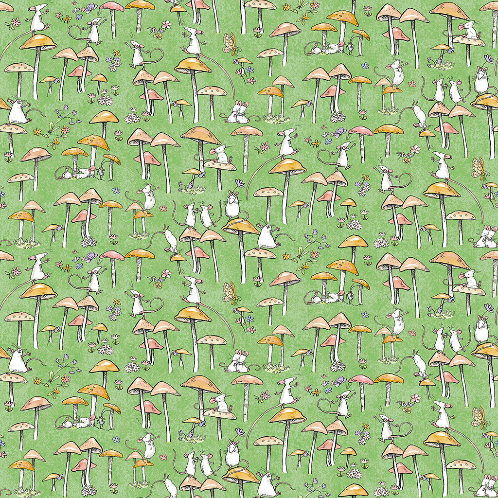 Mushroom Dance - Mouseplay Cotton Print Fabric - per half metre