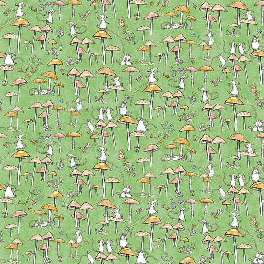 Mushroom Dance - Mouseplay Cotton Print Fabric - per half metre