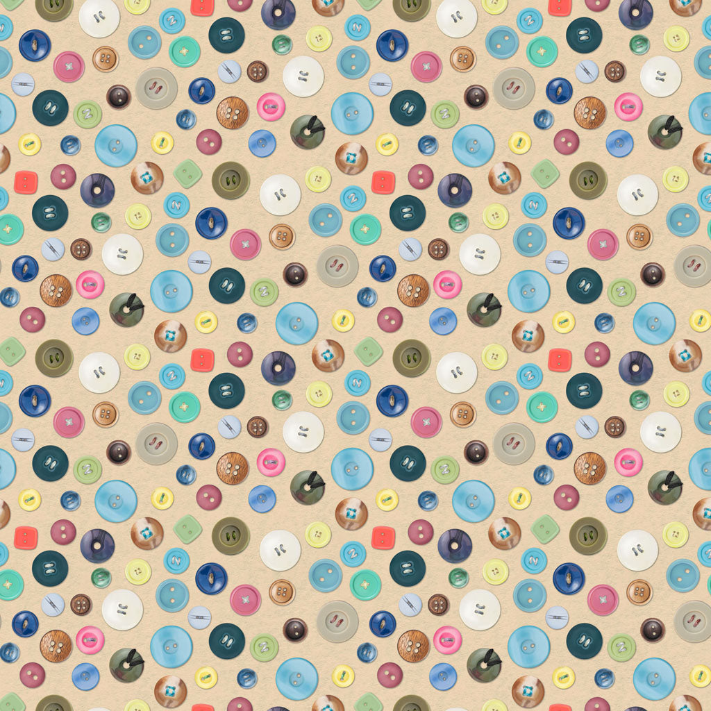 Buttons - Khaki - The Secret Life of Squirrels IV Cotton Print Fabric - per half metre