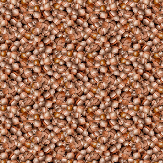 Acorns - Light Brown - The Secret Life of Squirrels IV Cotton Print Fabric - per half metre