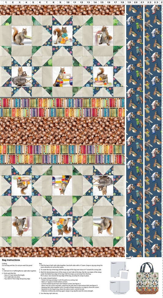 Canvas Bag - The Secret Life of Squirrels IV Cotton Print Fabric - per panel
