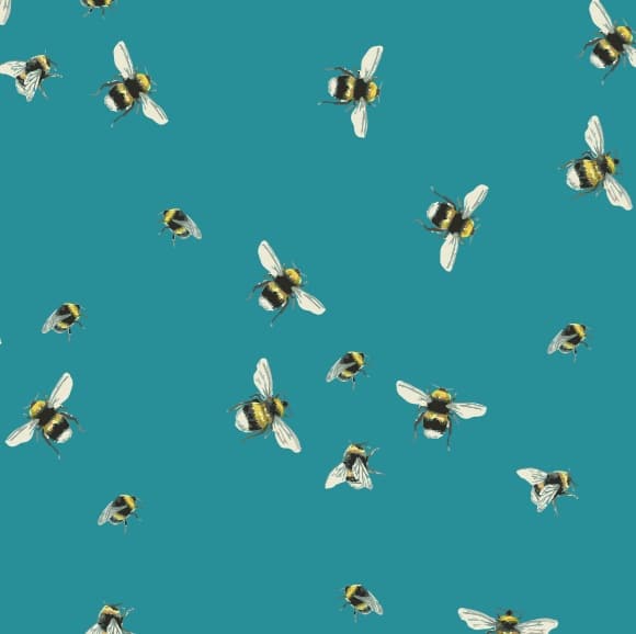 Bee World on Teal - Sewing Sanctuary Cotton Print Fabric - per half metre