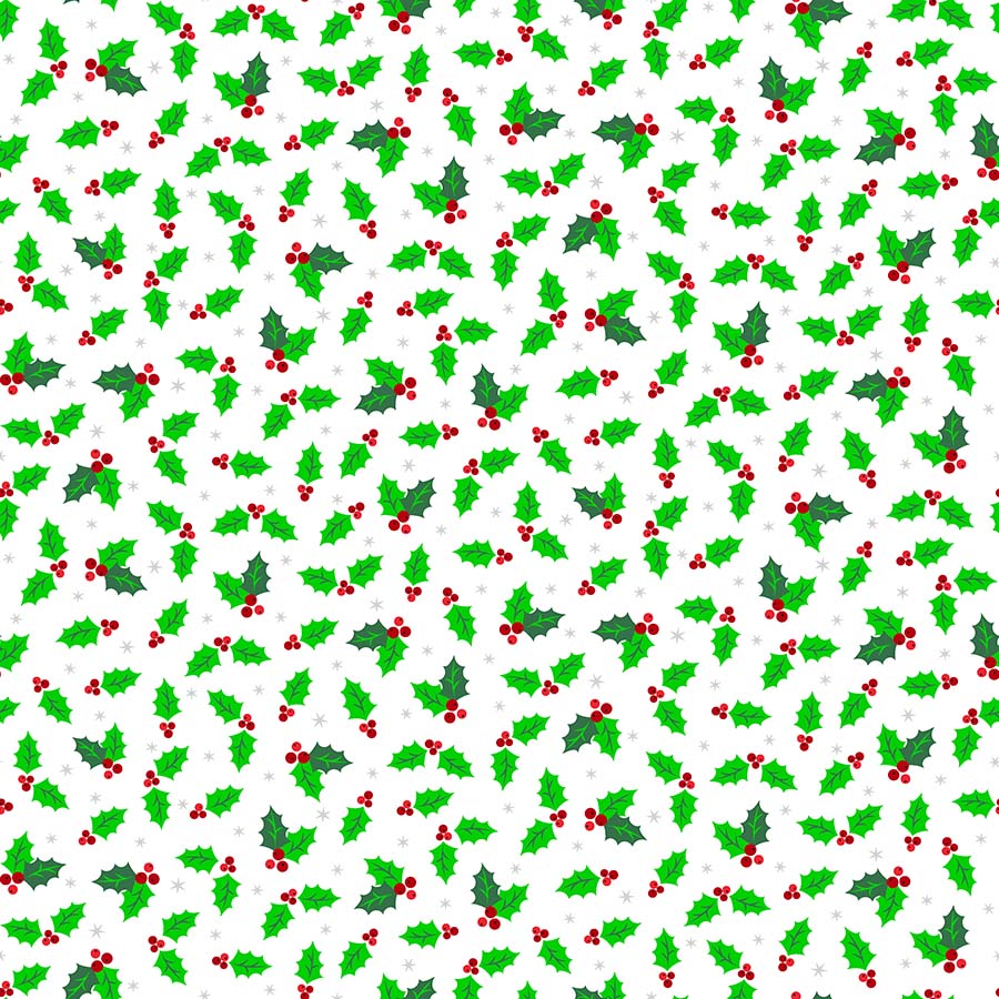 Christmas Magic Metallic Cotton Print - Holly Jolly