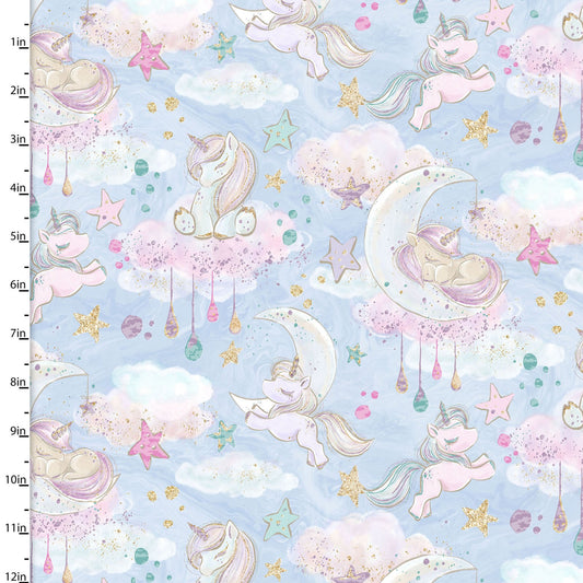 Unicorn Sparkle Fabric Collection - Clouds - per half metre