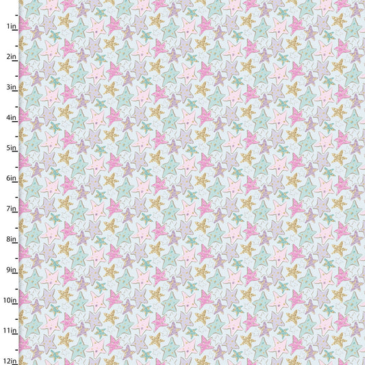 Unicorn Sparkle Fabric Collection - Stars - per half metre