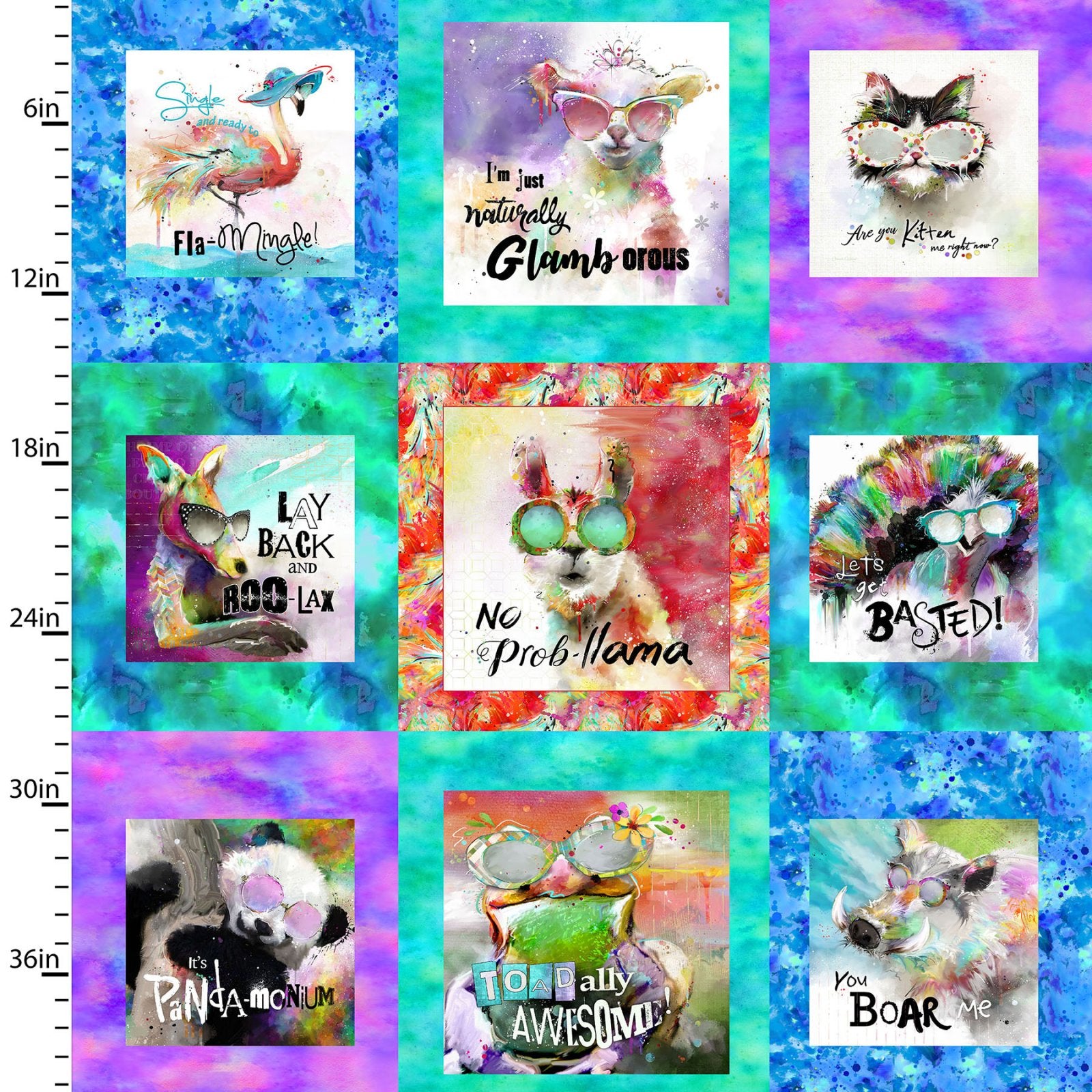 Sassier Animals Fabric Collection - Large Squares