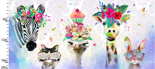 Party Animals Cotton Print - Linear Panel