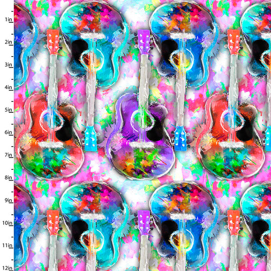 Rhythm and Hues Cotton Print - Guitar